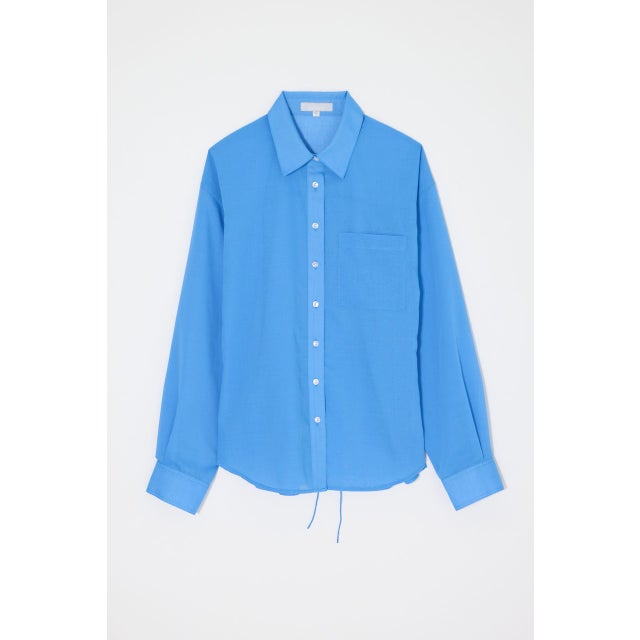 MOUSSY LINEN BLEND WAIST FIT ブラウス ブルー MOUSSY マウジー 