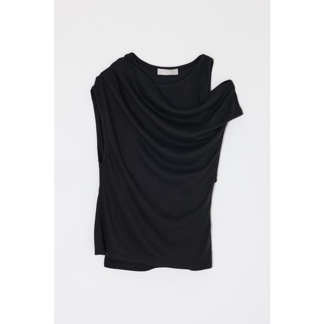 LAYERED OFF SHOULDER トップス BLK