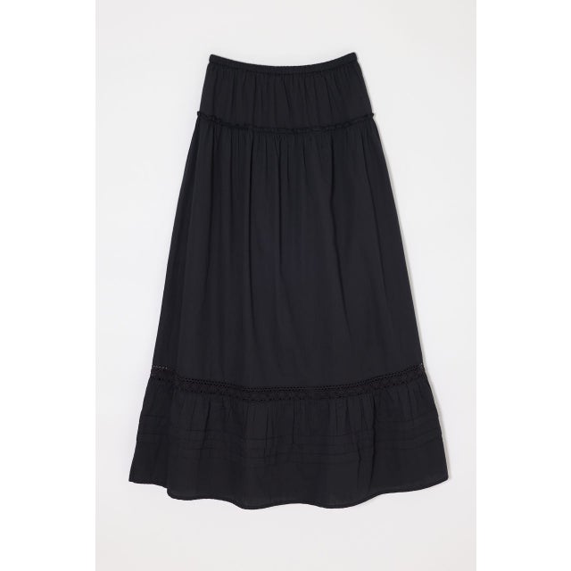 PIN TUCK MAXI スカート BLK