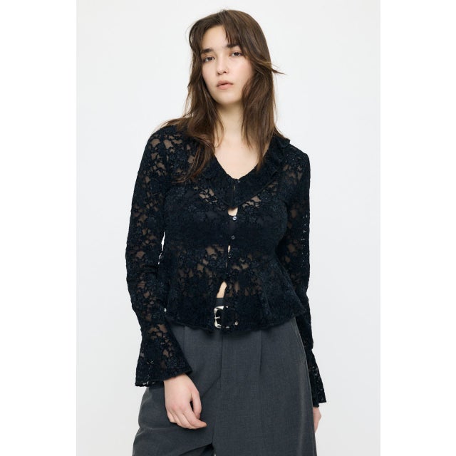 FRILL LACE ブラウス BLK