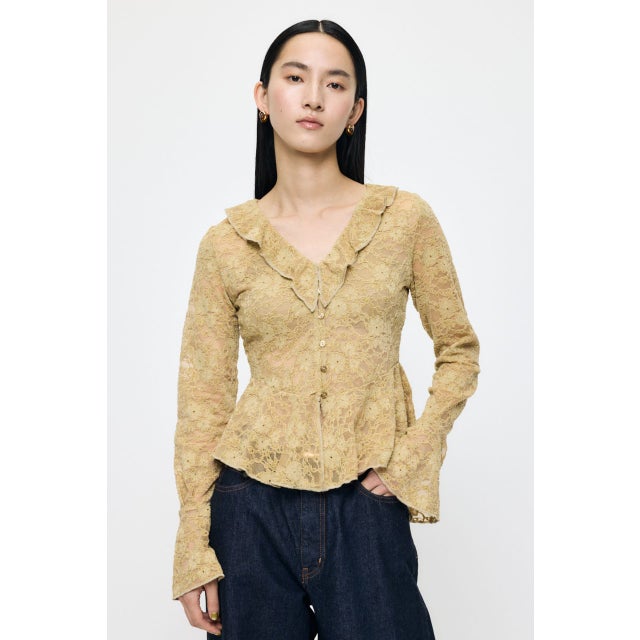 FRILL LACE ブラウス L/GRN1
