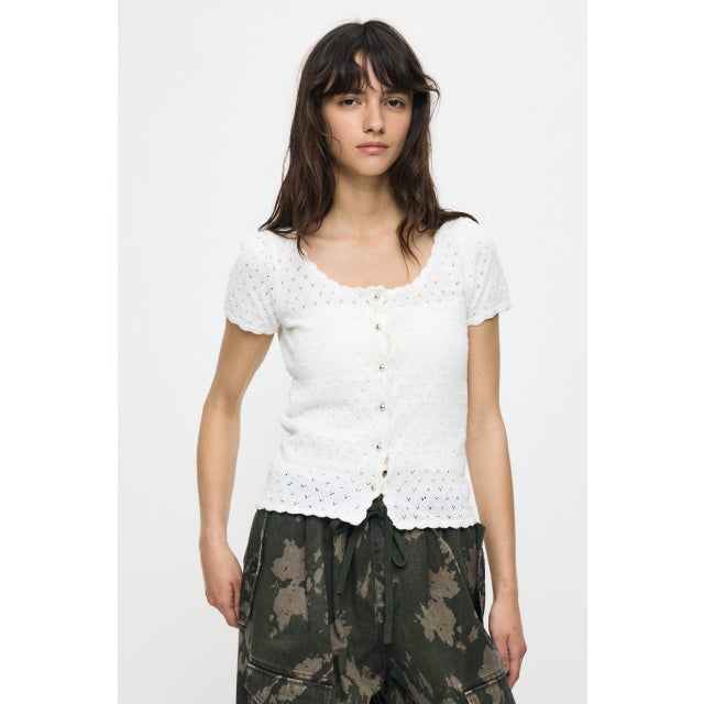 EYELET BUTTON UP トップス O/WHT1
