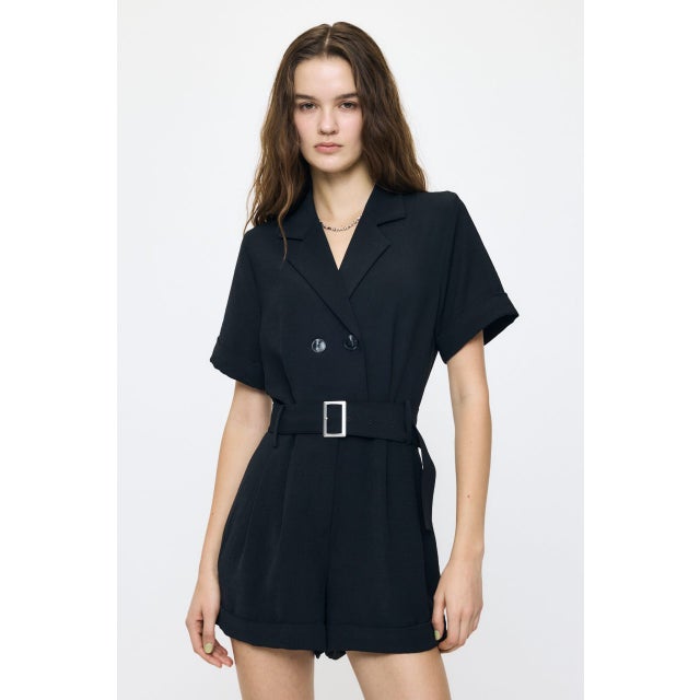 BELTED SHORT SLEEVE ジャンプスーツ BLK