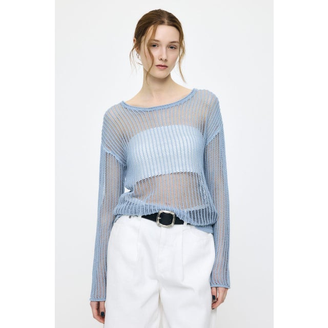 BOAT NECK MESH KNIT トップス L/BLU1