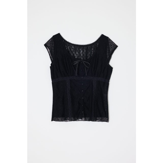 TULLE PINTUCKブラウス BLK