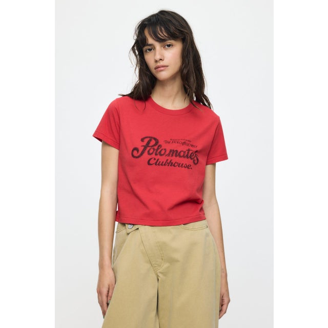 NOSTALGIC LETTERED TEE RED