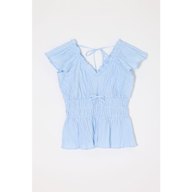 WRINKLE RUFFLE SLEEVE ブラウス 柄BLU5