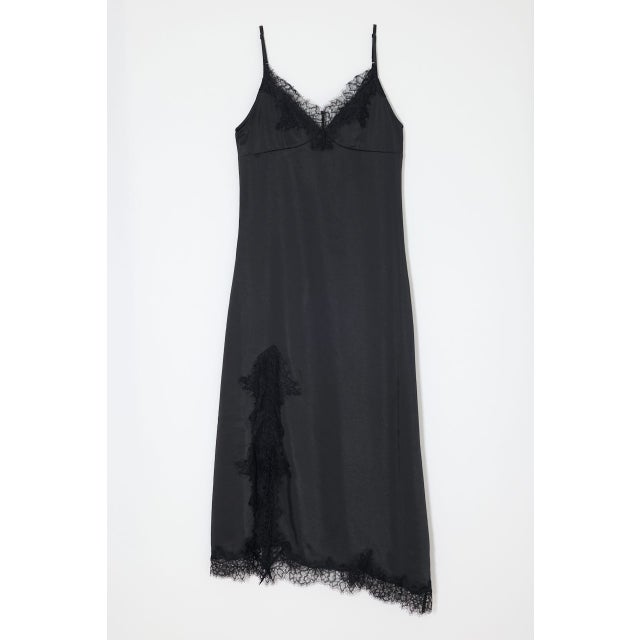 LACE SATIN SLIP ドレス BLK