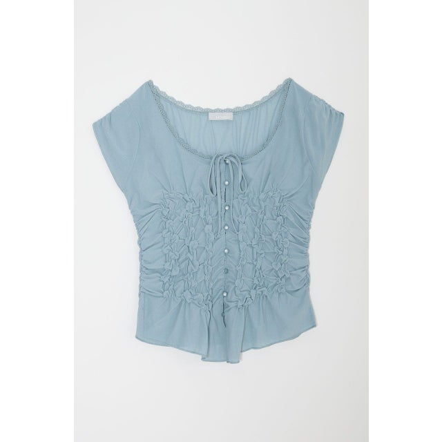 RANDOM SHIRRING トップス L/BLU1