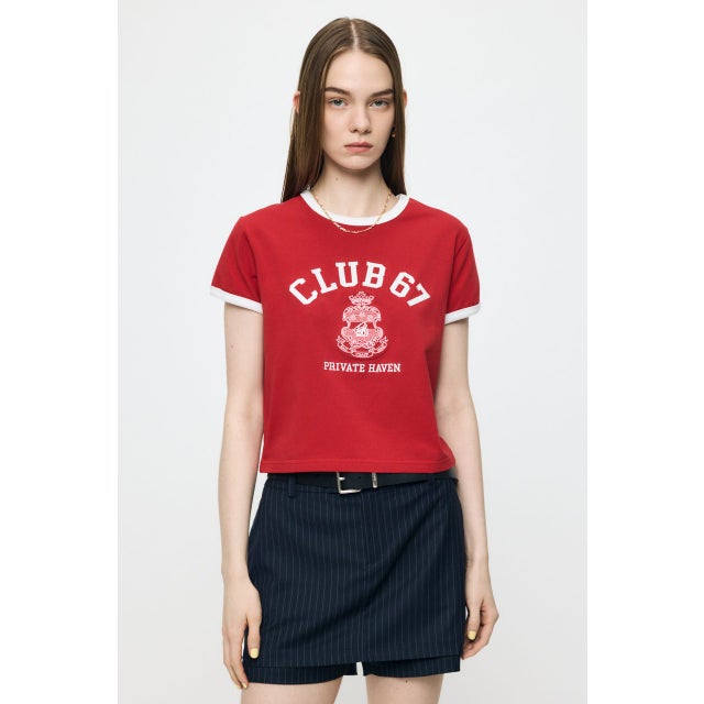 CLUB 67 RINGER TEE RED