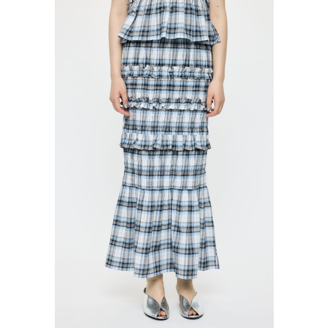 PLAID GATHER MAXI スカート 柄WHT5