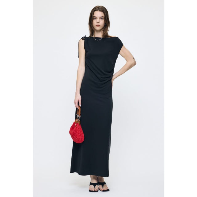ASSYMMETRY NECK JERSEY ドレス BLK