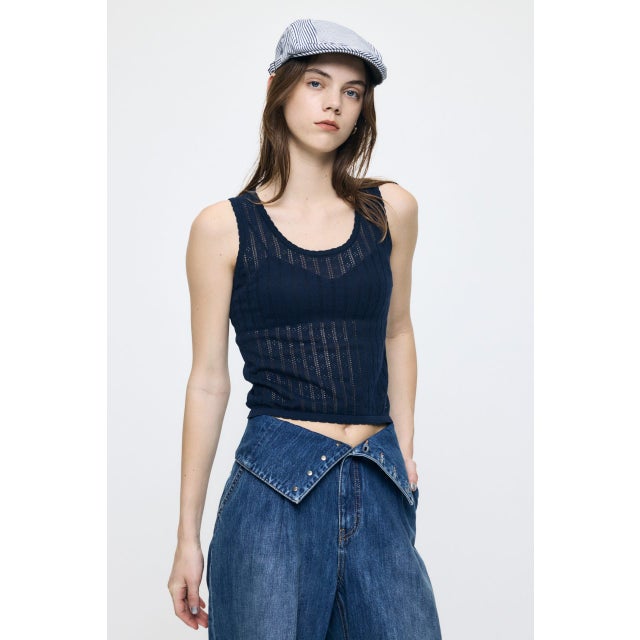 EYELET KNIT タンク NVY