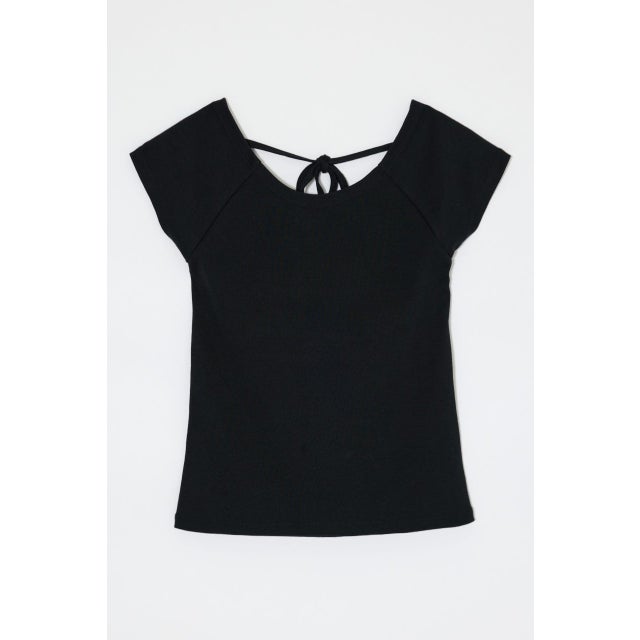 BACK OPEN SHORT SLEEVE TEE BLK
