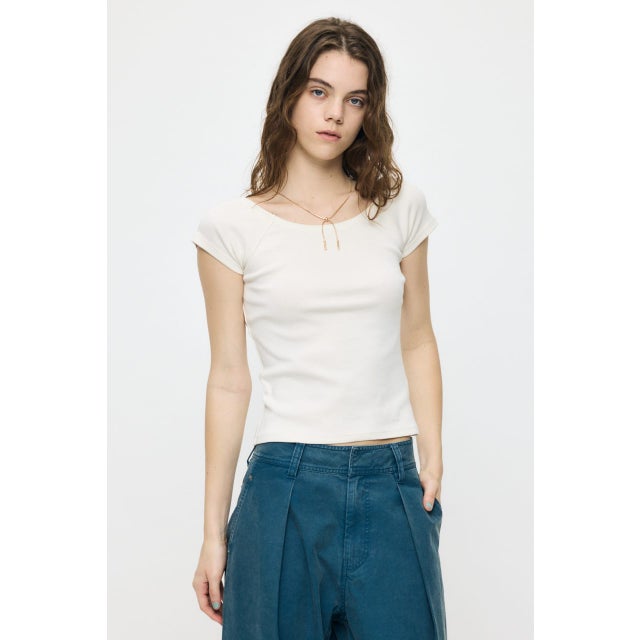 BACK OPEN SHORT SLEEVE TEE WHT