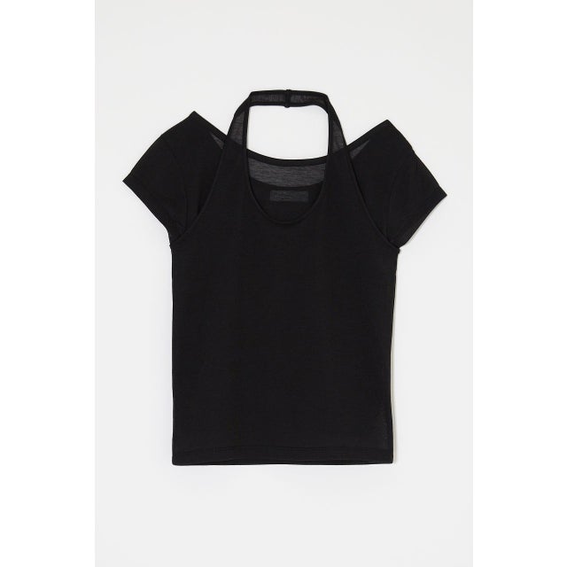 SHEER DOUBLE LAYERED トップス BLK