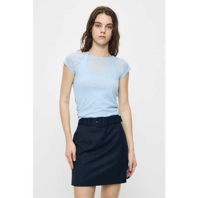 SHEER DOUBLE LAYERED トップス L/BLU1