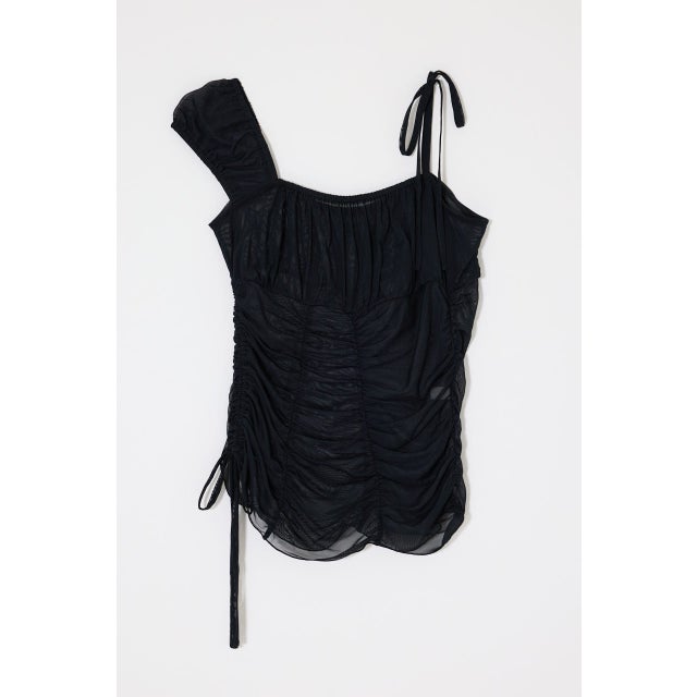 ASYMMETRY GATHER トップス BLK