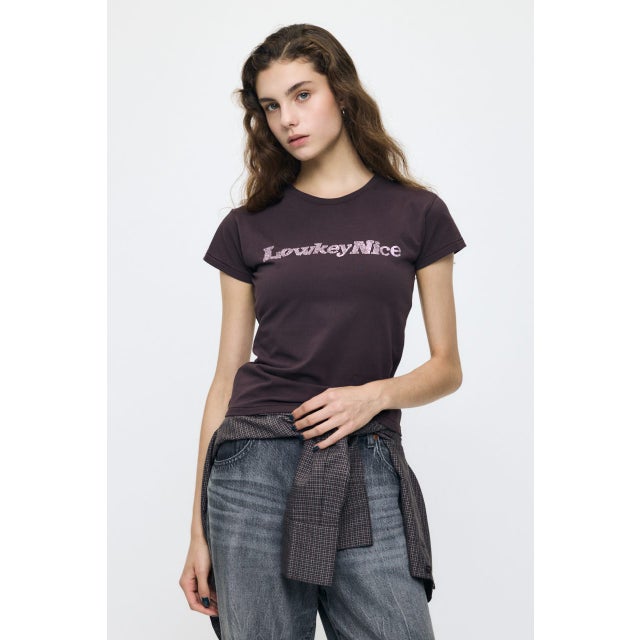 LOWKEY NICE BLING TEE BRN