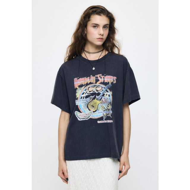 70S MUSIC FEST TEE L/BLK1