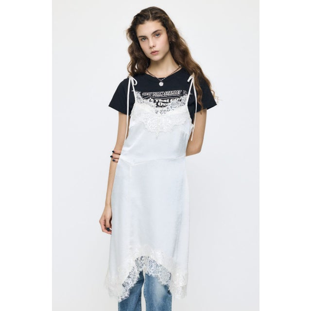 ASYMMETRY SATIN ドレス O/WHT1