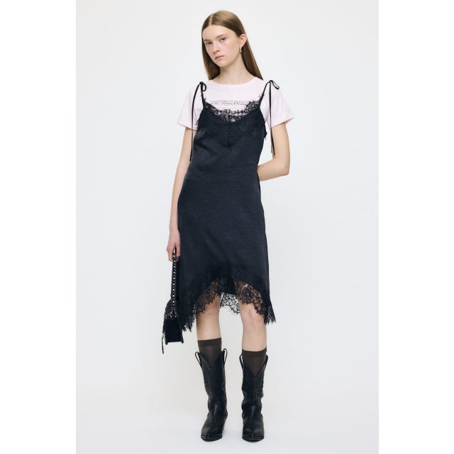 ASYMMETRY SATIN ドレス BLK