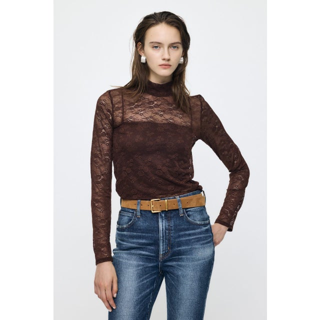 ES LACE HI NECK トップス BRN