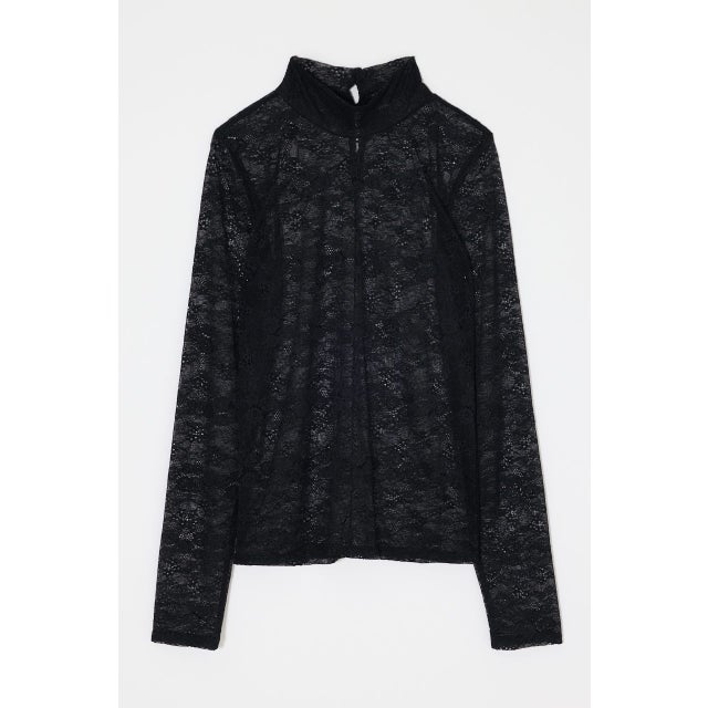 ES LACE HI NECK トップス BLK