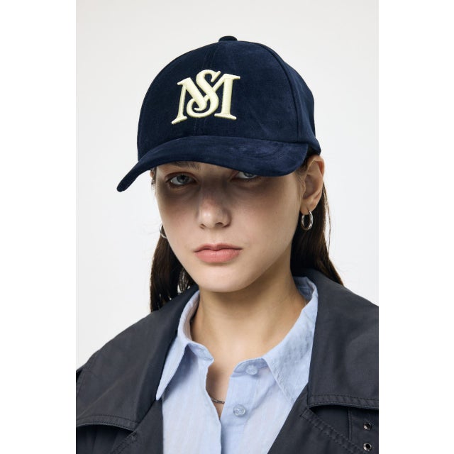VELOUR LOGO キャップ NVY