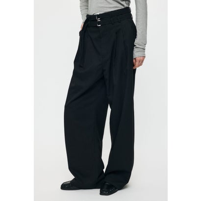 BELTED WIDE TUCK パンツ GRY｜詳細画像