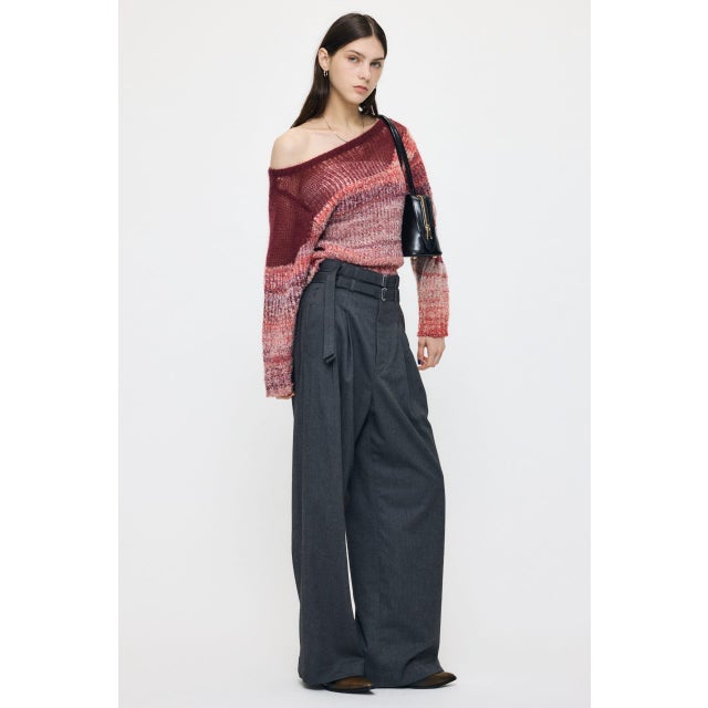 BELTED WIDE TUCK パンツ GRY
