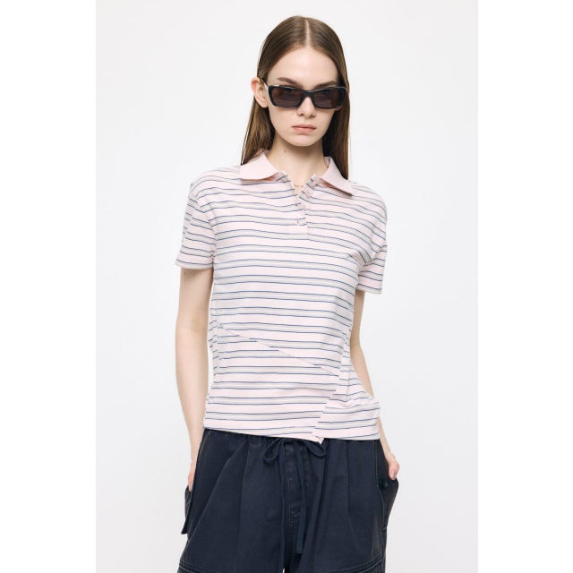 STRIPED TINY POLO シャツ PNK