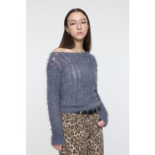 SHEER SHAGGY ロングスリーブニット GRY