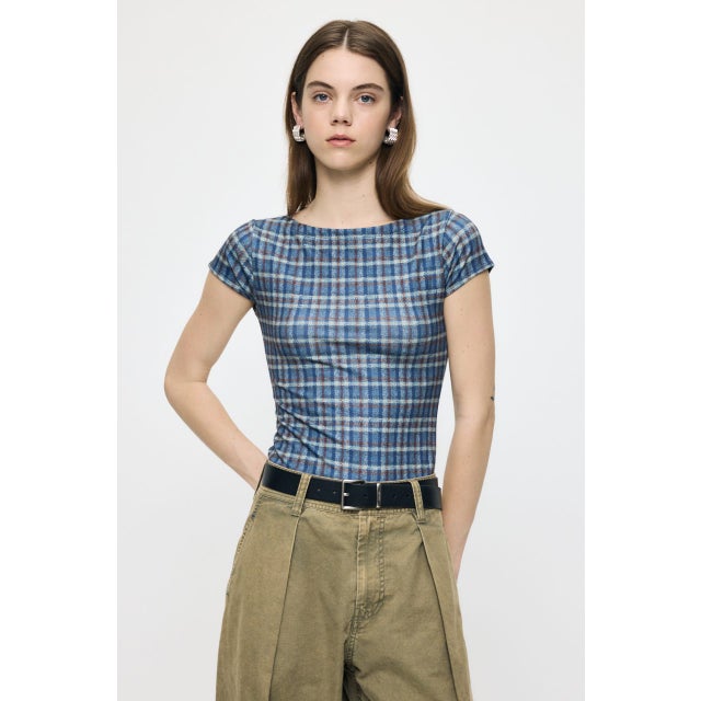 PLAID CHECK PRINTED Tシャツ BLU