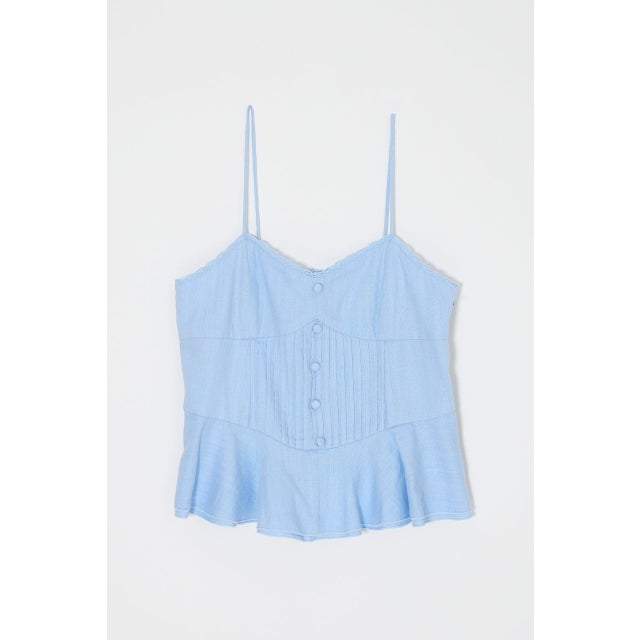 LINEN BLEND CORSET CAMI トップス L/BLU1
