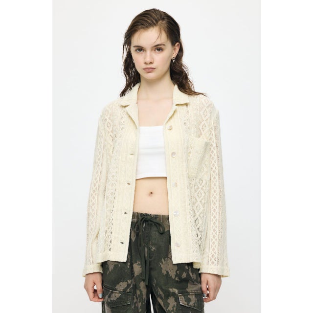 OPEN COLLAR LACE シャツ IVOY3