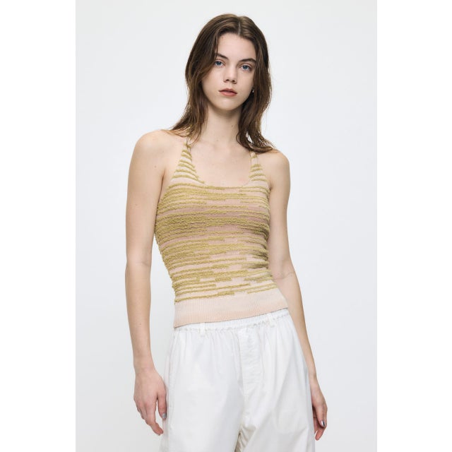 MIX YARN HALTER KNIT トップス BEG