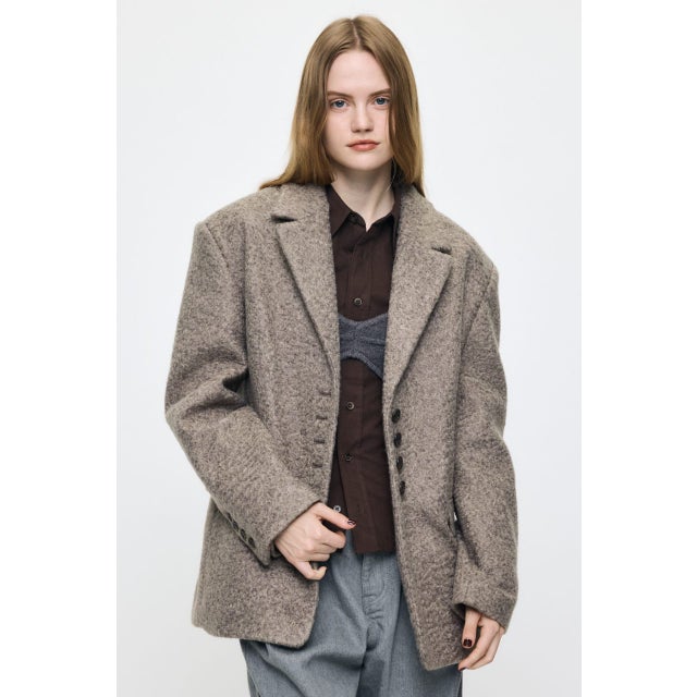 CURLY BOA OVER SIZED ジャケット BEG