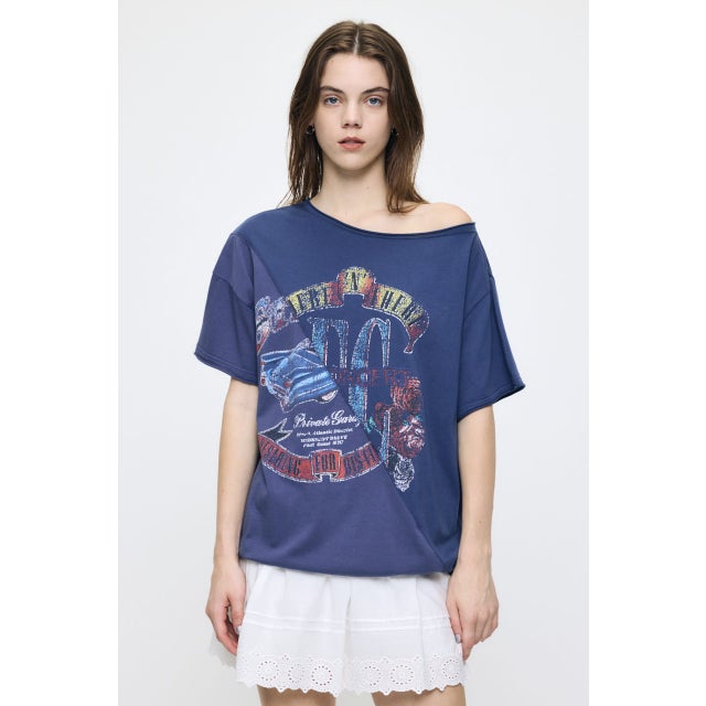 REMAKE LIKE ONE SHOULDER Tシャツ BLU