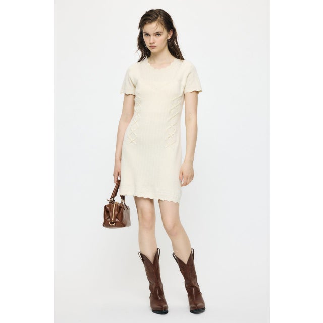 LACE UP KNIT MINI  ドレス IVOY3