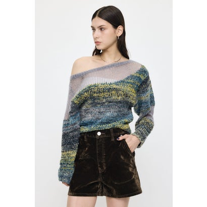 MIXED YARN SHEER COMBI ニット GRY｜詳細画像