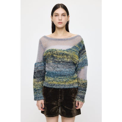 MIXED YARN SHEER COMBI ニット GRY｜詳細画像