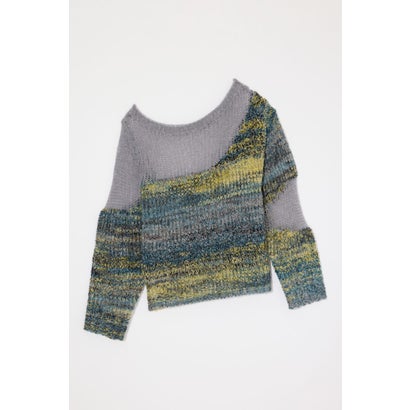 MIXED YARN SHEER COMBI ニット GRY｜詳細画像
