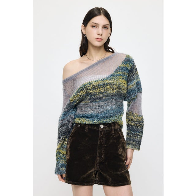MIXED YARN SHEER COMBI ニット GRY
