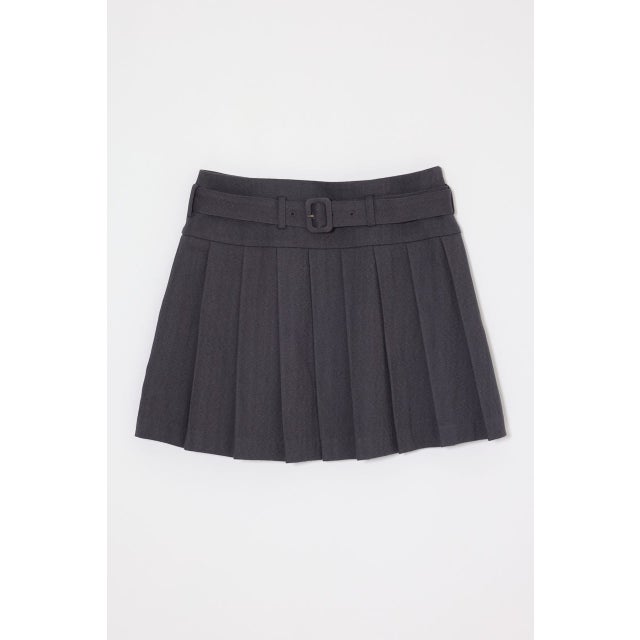 BELTED PLEATS MINI スカート C.GRY