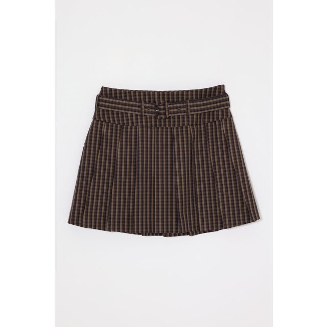 BELTED PLEATS MINI スカート 柄BRN5