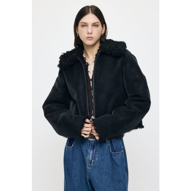 REVERSIBLE CURLY FUR ジャケット BLK