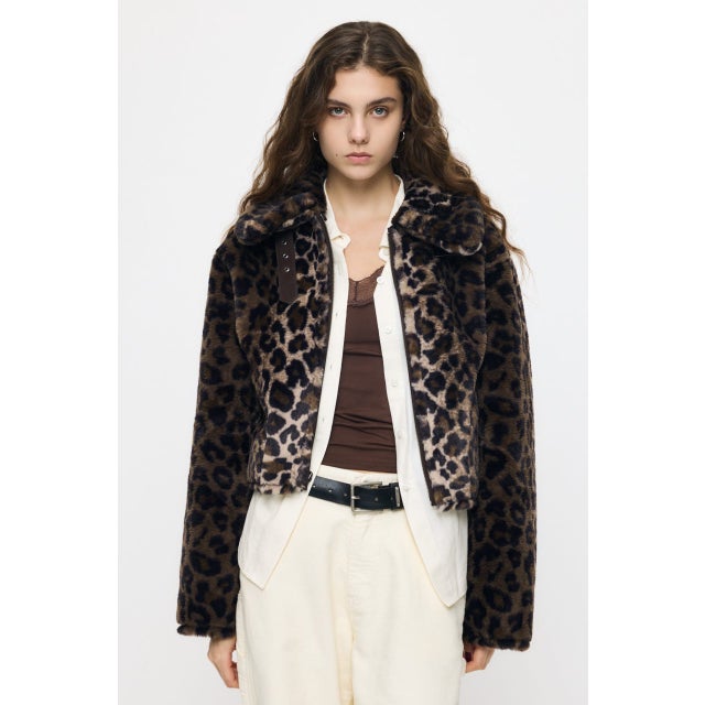 REVERSIBLE CURLY FUR ジャケット 柄BRN5