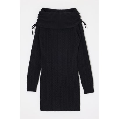 KNIT OFF SHOULDER MINI ドレス BLK｜詳細画像