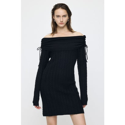 KNIT OFF SHOULDER MINI ドレス BLK｜詳細画像
